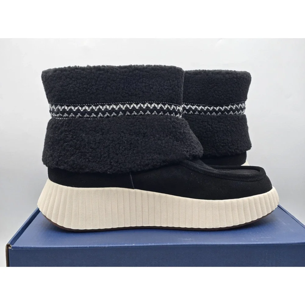 WHITE MOUNTAIN‎ Women's Digital Platform Faux Fur Bootie Sz 9.5 Black Suede